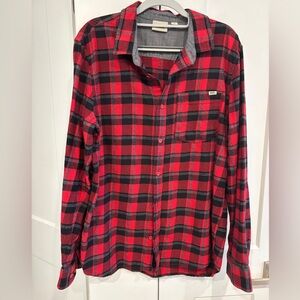 Vans Men's Red and Black Plaid Shirt. Size M